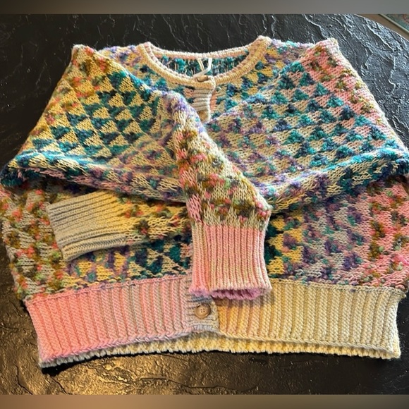 Anthropologie TEXTURED CARDIGAN SWEATER IN A BEAUTIFUL RAINBOW YARN WOOL BLEND - Picture 12 of 12